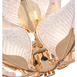 Casa moderna del candeliere di cristallo di lusso del salone del candeliere floreale dell'oro di champagne - Product Image 6