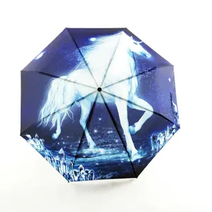 디지털 인쇄 수 맞춤형 블랙 UV 코팅 우산 휴대용 베스트 셀러 포물선 우산