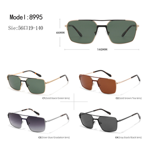 Gafas de Sol de Piloto Unisex, Montura Metálica Rectangular, Lentes Polarizadas Marrones, 100% Protección UV, Uso en Exteriores, Adultos - Product Image 3