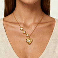 Collar con Colgante de Corazón con Perlas, Chapado en Oro de 18K, Acero Inoxidable, Resistente al Agua, Elegante, para Mujer, Venta Caliente