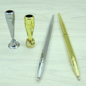 Nova suave prata bala dourada em forma cone metal counter <span class=keywords><strong>pen</strong></span> stand mesa mesa mesa caneta soquete titular conjunto latão mesa caneta - Product Image 3