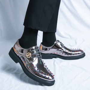 Chaussures Oxford de mariage de luxe pour hommes en cuir véritable personnalisé de style rétro, formelles, italiennes, en cuir de vachette pleine fleur - Product Image 2