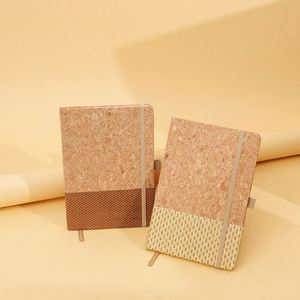 Wholesale A5 Custom Cork Texture Cover Hardcover PU Leather Notebook Journal Logo Color Printed Thread <b>Sewing</b> Bound 80-180 - Product Image 3