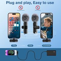 Micrófono Lavalier Inalámbrico Profesional para iPhone/iPad Android, Audio Nítido, Reducción de Ruido, Indicador de Batería