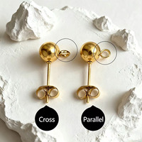 Vente en gros de boucles d'oreilles à billes en acier inoxydable plaqué or 18 carats pour la fabrication de bijoux DIY