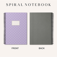 Carnet à spirales personnalisé avec logo, motif à pois pastel, lignes, cahier d'exercices, journal esthétique, fournitures de papeterie, cadeau pour filles