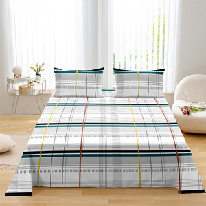 Draps de lit plats en microfibre de polyester imprimés modernes, taille complète, 3 pièces, non toxiques &amp;   Ensemble de taies d'oreiller 1800TC certifié OEKO-TEX - Product Image 4