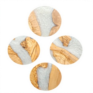 Premium Acacia Wood Epoxy Resin <b>Drink</b> <b>Coaster</b> Set Decorative Table <b>Coasters</b> for Home Bar, Dining & Gift Giving - Product Image 1