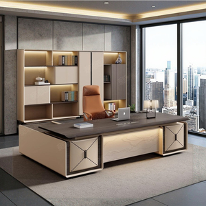 Diseño de pintura convertible de escritorio ejecutivo de lujo moderno para Jefe para apartamento escolar Panel de uso doméstico estilo de madera - Product Image 1