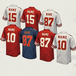 Kansas City Hommes Jeunes Femmes 15 #   Patrick Mahomes 87 #   Travis Kelce 95 #   <span class=keywords><strong>Maillot</strong></span> de football américain cousu par Chris Jones et autres - Product Image 1