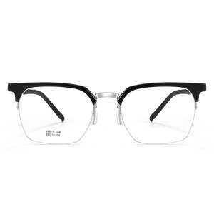 U2671 Gafas de vista cuadradas de medio aro para hombre, montura de plástico y acero, puente medio, gafas ópticas Danyang para miopía - Product Image 1