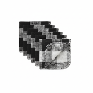 Set di strofinacci per la raccolta di strofinacci per finestre, 12x12 ", assegno di bufalo nero, 6 pezzi | Importazioni di Design - Product Image 1