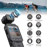 Mini caméra corporelle avec enregistrement audio et vidéo, caméscope de poche POV 270 °   Caméra portable rotative 1080P HD 64 Go pour les voyages