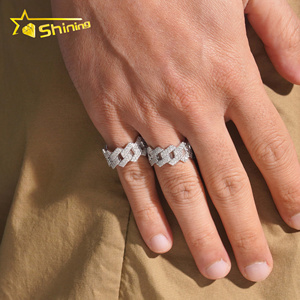 Nhẫn Hip Hop mạ đá Moissanite cao cấp, chất liệu bạc 925 nguyên chất, kiểu dáng Cuban, hoàn toàn được đính đá, chất lượng cao, từ kho Mỹ. - Product Image 2