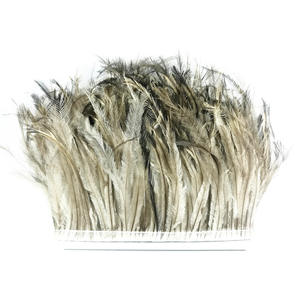 Accesorios de ropa de encaje con borde de tela de plumas naturales al por mayor patrón teñido con Emu <span class=keywords><strong>pollo</strong></span> pato verde puntas plateadas Borde de caña - Product Image 6
