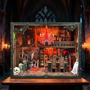 Maßgefertigtes Y-TOP 3D Holz-Bücherregal DIY-Set 1:1 Maßstab Gruseliges Dunkles Haus Miniatur für Halloween Regal-Deko & Geschenksets - Product Image 2