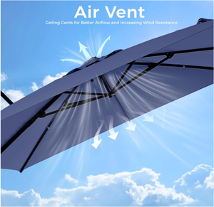 Moderno Aluminio Exterior Solar LED Paraguas 1,5 m Inclinación Playa Base Incluida Plegable Impermeable Tela Muebles de Exterior para Jardín - Product Image 5