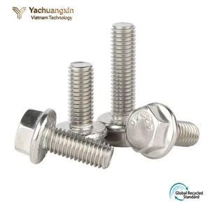Boulon à bride M8 en acier inoxydable, tête hexagonale, longueur 55 mm, 2 écrous, qualité DIY, fixations DIN6921, fabricant - Product Image 2
