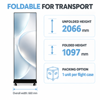 Écran publicitaire LED portable P1.25 P1.53 P1.86 P2.5 pliable sur pied avec roulettes
