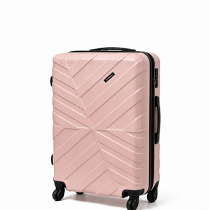 Valigia Trolley da Viaggio Rigida Personalizzata Rosa Cipria con Texture Diagonale Effetto Sunburst, Produzione OEM - Product Image 1