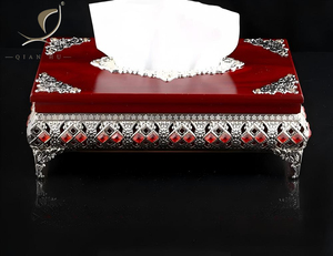 Caja de Pañuelos de Lujo QIAN HU <span class=keywords><strong>2026</strong></span>, Estilo Vintage Real, Metal Dorado con Efecto Madera, Porta Servilletas Rectangular, Resistente - Product Image 4