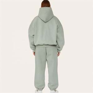 Pantalones de chándal holgados de gran tamaño lisos de algodón personalizados al por mayor, conjunto de joggers con capucha, ropa de calle de peso pesado, chándales - Product Image 2