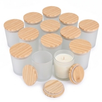 Bocaux à bougies en verre givré de haute qualité 8oz 10oz 12oz 14oz Contenants à bougies vides Divers couvercles disponibles Couvercle en bambou