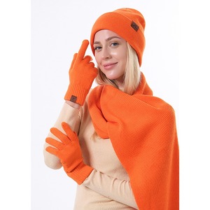 Logo personalizzato nuovo arrivo Set invernale in tre pezzi da <span class=keywords><strong>donna</strong></span> di alta qualità berretto in Cashmere invernale <span class=keywords><strong>sciarpa</strong></span> lunga lavorata a maglia <span class=keywords><strong>guanti</strong></span> intrecciati - Product Image 2