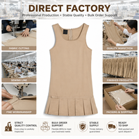 Uniforme Escolar Personalizado con Logotipo, Vestido Escolar Color Caqui sin Mangas con Pliegues para Niñas, Jumper Infantil, Uniformes Escolares, Ropa de Trabajo
