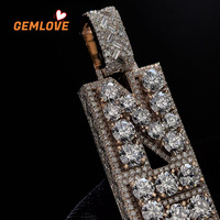 Collier unisexe personnalisé en or 18 carats avec pendentif lettre grande taille et diamants, chaîne cubaine, cadeau d'anniversaire
