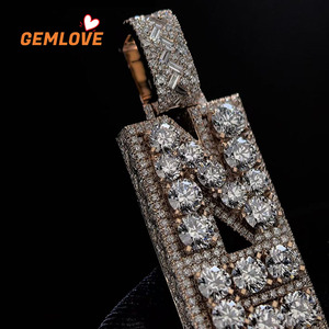 18K Gold Large Letter Pendant Cuban Link Diamond Personalized Unisex Necklace Anniversary <b>Gift</b> - Product Image 6
