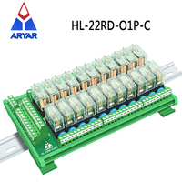 Module de relais G2R-1-E à 22 canaux Montage sur rail DIN AC/DC 12V 24V Contrôle 22 DPDT 16Amp Module d'interface de relais de puissance enfichable.