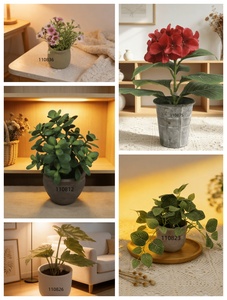 Plante artificielle de <span class=keywords><strong>cyclamen</strong></span> à 7 têtes, fleurs en plastique imitation oreilles de lapin dans un pot en ciment avec faux sol pour la décoration intérieure - Product Image 6