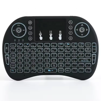 3 Warna Backlit I8 2.4G Air Mouse Super Mini Keyboard Nirkabel Touchpad Pegangan Kode Tetap 4 Tombol Silikon