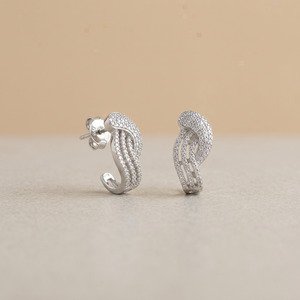 Fashionable Elegant Women <b>Earrings</b> with Zircon Stone Engagement Wedding Party Accessories Silver Plated Brass for Gifts - Product Image 1