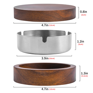 Custom <strong>Ashtray</strong> with Smokers Stainless Steel Liner Ash Tray Windproof Durable Easy to Clean <strong>Cool</strong> <strong>Ashtrays</strong> Wooden <strong>Ashtray</strong> with Lid - Product Image 2
