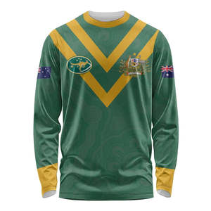Impression à la demande <span class=keywords><strong>Australie</strong></span> <span class=keywords><strong>Rugby</strong></span> Personnaliser Jersey Drapeau Couleurs Chemises À Manches Longues <span class=keywords><strong>Rugby</strong></span> Équipe Uniforme À Séchage Rapide Respirant Chemises - Product Image 1