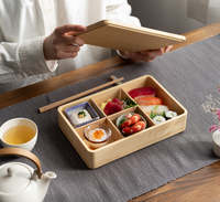 Boîte à lunch Bento en bois réutilisable personnalisée pour les fêtes en déplacement Contenant alimentaire pour les repas en déplacement
