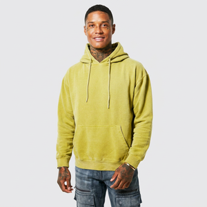 Sweat-shirts à capuche pour homme en coton mélangé épais, délavés à l'acide, style vintage, effet usé et décoloré par le soleil, prix abordable - Product Image 1