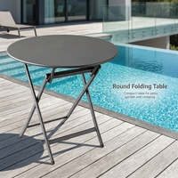 Table à manger pliante moderne et durable avec plateau en fer, 60 cm, structure métallique légère, imperméable, pour extérieur, hôtel, patio, jardin, camping