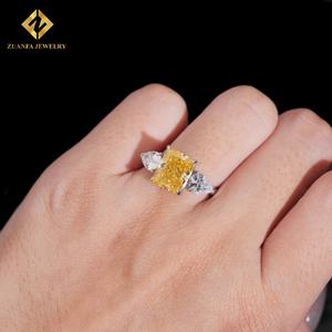 Bague pour femme en argent sterling 925 avec diamant VVS jaune doré de grande taille 8*10 mm de haute qualité - Product Image 5
