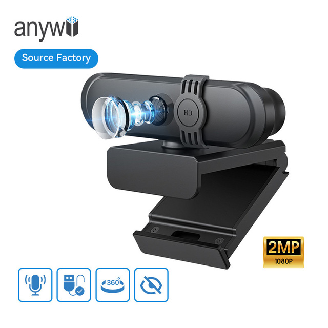 Usb Web Camera HD 1080P Webcam Fixed Focus Privacy Cover CMOS 30fps Video & Analog Microphone for Online Teaching