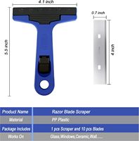 Outil grattoir à lame de rasoir de 4 pouces avec 10 lames pour le nettoyage, outil de décapage pour vitres, verre, carrelage, sols et autocollants