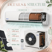 AC Hybrid Tenaga Surya 9000 BTU SANYO Kompresor Rotary Ganda DC Inverter Wall Split Pendingin Pemanas Rumah Tangga 500W Tenaga Surya
