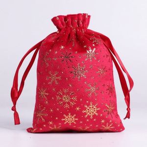 Sac à cordon Père Noël, ensemble d'emballage cadeau pour fête de Noël, sacs festifs en polyester - Product Image 1