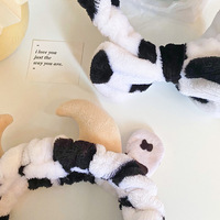 Jiamu Coréen Ins Style 3D Vache Cheveux Sangle Super Doux Mignon Blanc et Noir Corne Maquillage Bandeau Femmes En Peluche Cheveux Accessoires
