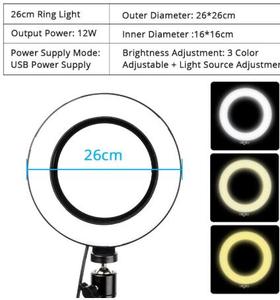 Luce ad Anello Dimmerabile da 26cm 3200-5500K Calda/Fredda con Braccio Lungo per Video, Live, Fotografia e Selfie - Product Image 3