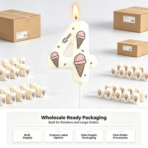 Velas de Cumpleaños Digitales Erri Wish 0-9 con Diseño de Cono de Helado Rosa, Cera No Tóxica, Hechas a Mano, Velas Numéricas para Pastel, Año Nuevo, Bares <span class=keywords><strong>y</strong></span> Fiestas - Product Image 1
