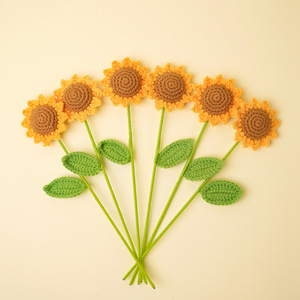 Fleur artificielle tournesol faite à la main 8 cm en fil, décoration artisanale pour la fête des enseignants - Product Image 2
