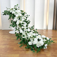Chemin de table floral haut de gamme en soie, toile de fond végétale, fleurs artificielles pour la maison, le magasin, les fêtes, les mariages